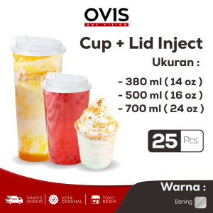 Gelas Cup Inject Plastik PP Bening Tebal 380 ml 14 oz 500 ml 16 oz 700 ml 24 oz