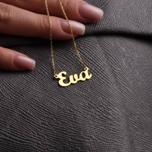 KL015 Kalung Liontin Nama Font Script Buat Namamu Lapis Emas 24k Anti Karat
