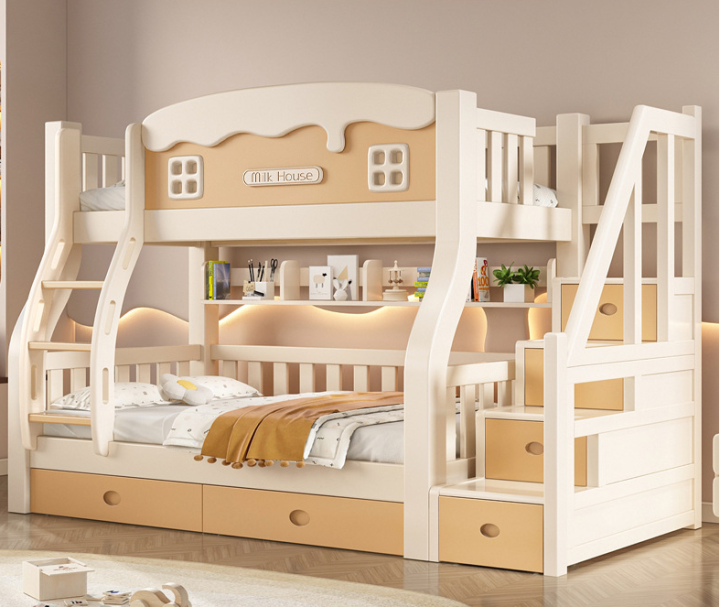 Bunk Bed Upper and Lower Bed Solid Wood Integrated Storage Height