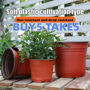 BUY 5 TAKE 5 wholesale Flower Pot Seedlings Plant Plastic Home Balcony Garden Plant Flower Pots