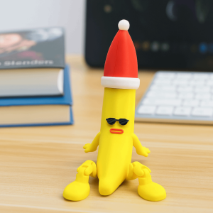 MNTT Christmas Hat 3D Printed Banana Toy Movable Multi-Jointed Multi Joint Banana Toys Funny Novelty Banana Shaped Figurine Toy Kids Adults