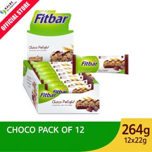 Fitbar Cereal Bar Chocolate 12 x 22g Regular Pack – Healthy Snack High Fiber Low Calorie