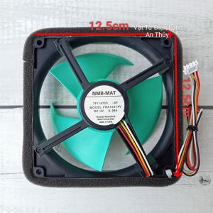 Quạt Tủ Lạnh MITSUBISHI AQUA 14V 4 Dây Kích Thước 12.5cm x 12.5cm Cánh Xanh NMB