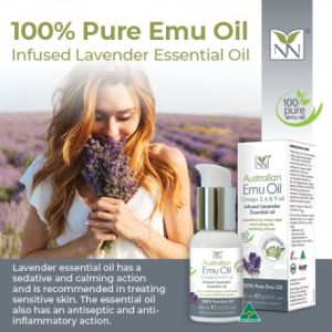 {NEW}Pure Australia Emu Oil Omega 36 & 9 Oil w Lavender Essential Oil for Wrinkles Anti-Aging Sensitive Dry or Sunburn Skin by Y-Not Natural  |Face & Body| 60ml