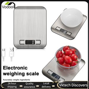 Stainless Steel Digital Kitchen Scale with USB Charging Precise Food Measurement Tool for Baking and Cooking