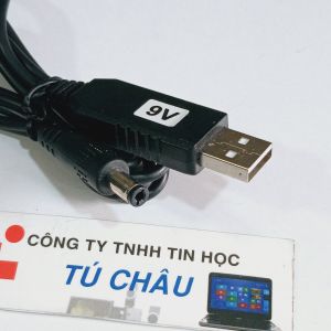 Cáp USB ra 9V DC / Dùng nguồn USB 5V ra 9V (Cáp dài 1m) - Cáp chuyển ra 3.5mm x 1.35mm