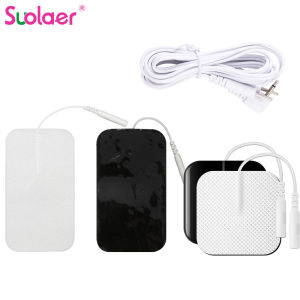 Suolaer 20/10PCS 2.5mm DC Plug Nerve Stimulator Silicone Gel Electrode Pads with 2-Way Connect Wire TENS EMS Massager Electrodes Digital Therapy Machine Massage