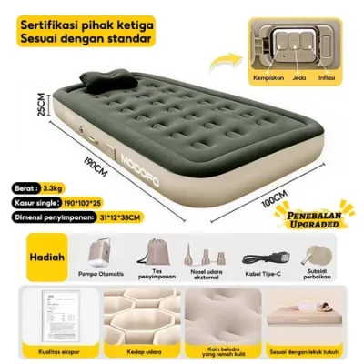 [COD] MODOFO Outdoor hijau Matras Kasur Pompa Tidur Kasur Angin Bisa Tahan Inflatable Bed Tiup