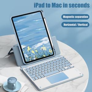 Detachable Bluetooth TouchPad Keyboard Acrylic Case for iPad 11th 2025 10th Gen 2022 Pro 12.9 11 10.5 9.7 10.2 9th 8th 7th Air 5 4 3 2 with Pencil Holder Keyboard Casing Cover