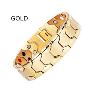 Alloy Mens Titanium Steel Magnetic Look Bracelet 14k Gold-plated Waterproof Colorfast Stylish Accessory for Men Bracelet Men Healthy Magnetic Energy Bracelet Fashion Geometric Jewelry Personality Accessories Removable Promote Metabolism Health Chain
