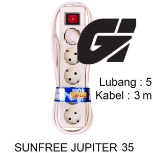 Sunfree Stop Kontak Listrik On Off 3 Meter 5 Lubang - Jupiter 35