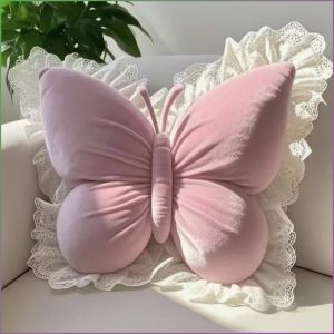 เบาะรองนั่ง อ่อนนุ่ม รูปร่างผีเสื้อ ผ้าคลุมเบาะ น่ารัก ให้อบอุ่น พนักพิง สําหรับใช้ในบ้านและรถยนต์