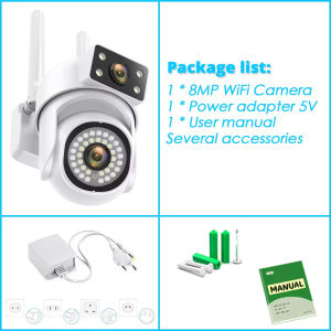 OVERSCAM 8MP 4K HD Video Surveillance Cameras 5G Wifi Outdoor Dual Lens Wireless Security IP Camera 360° PTZ P2P Smart Home Wi-Fi CCTV