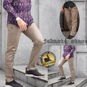 Celana panjang chino slimfit warna mochabahan mona stretch (ngaret) murah meriah(promo)