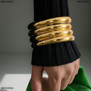 [COD] WEICHENG 4 8PCS Stainless Steel Bracelets Set For Women Men Twist Texture Bangles Gold Silver Color Jewelry Statement Streetwear Goth