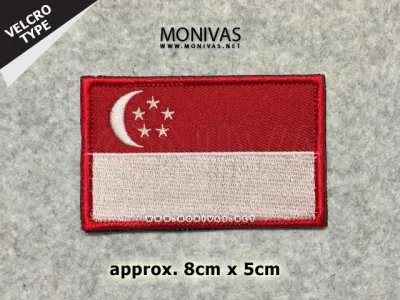 Velcro Sew On Embroidery Singapore Flag Badge Patch DIY Decoration