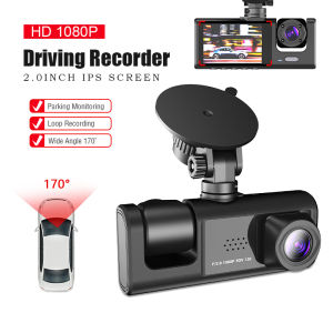 【Ready Stock】3 Camera Lens Dashcam 3 Lens Car 1080P DVR HD Video Recorder with Front + Interior + Rear Camera Dashcam Parking Monitor