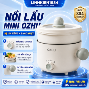 Nồi Lẩu 1 Người Nồi Hấp Mini Đa Năng 2 Nấc Nhiệt Kèm Giá Hấp Có Tay Cầm Tiện Dụng Dung Tích 1.8L
