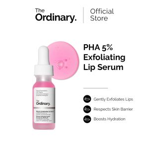 The Ordinary PHA 5% Exfoliating Lip Serum Gentle Lip Exfoliator & Hydrating Treatment Removes Dead Skin & Plumps Lips Long-Lasting Hydration for Chapped Lips 15ml