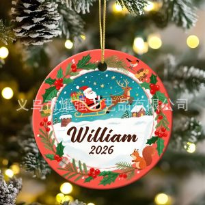 [COD]  Directly supplied by the manufacturer customizable Halloween Christmas ceramic pendants round available as single or double-sided pendants UV Printing