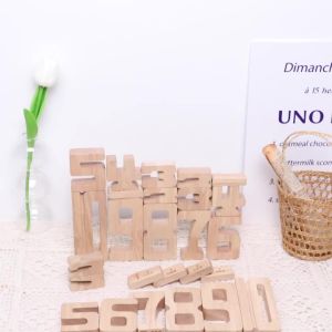 28 Pieces of Wooden Number Stacking Blocks for Children’s Math Learning Game to Develop Fine Motor Skills and Cognitive Ability.