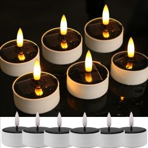 Waterproof LED Solar Candles Candle Tea Light Flickering Flameless Candles Outdoor Garden Solar Lamp