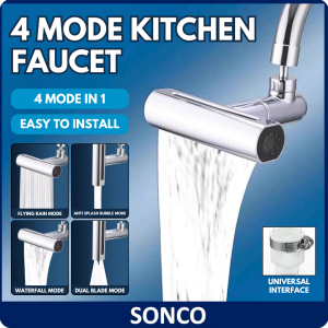 360° Rotation 4 In 1 Waterfall Kitchen Faucet Adapter Kitchen Sink Spray Nozzle High Pressure Kitchen Tap Modification
