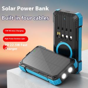 Năng lượng mặt trời đi kèm với bốn dòng 20000mAh 15W sạc nhanh không dây pd22.5w công suất cao đèn dùng ngoài trời cắm trại Bộ cấp nguồn di động