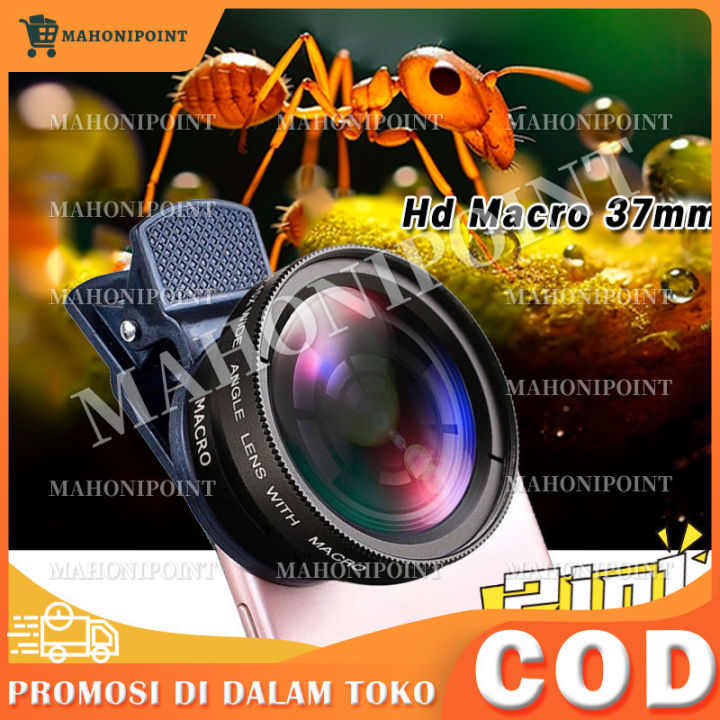 Lensa Kamera Eksternal in Hd Macro 37mm Super Wide Angle  Dengan Klip Untuk Handphone Lazada Indonesia