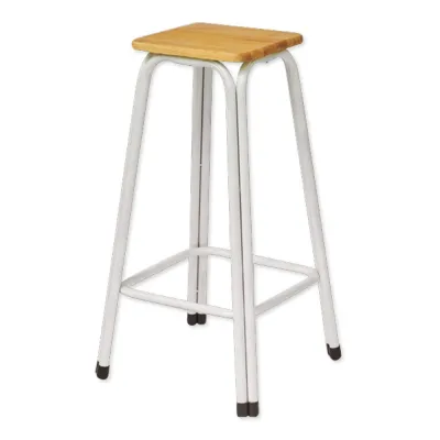 เก้าอี้บาร์ ไม้ยางพารา (ขาเหล็กสีขาว)สูง75cm. รับน้ำหนักได้100-120kg.