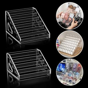 GIGBM Plastic Nail Polish Display Holder Clear Space Save Eyeglasses Stand Holder Multifunctional Durable Cosmetic Storage Tray Home Use