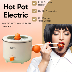 Mini Electric Hot Pot 1.8L Non-Stick Portable Ramen Cooker Dual Power 300W/600W Multifunctional with Steamer for Dorm