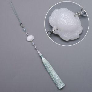 HUNIU High Quality Retro Keychain Gift DIY Crafts Party Favors Jewelry Accessories Imitation Jade Hanging Waist Pendant Imitation Jade Lotus Pendant Hanfu Tassel Pendant