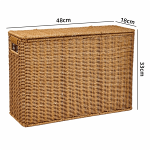 INTOONE Rectangular Woven Storage Basket Multi-Functional Dust-Proof Storage Box  Narrow Design Rattan Storage Bins Household
