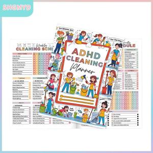 【SHGMYD】 สมุดวางแผนทำความสะอาดสำหรับเด็กผู้ใหญ่ผู้หญิงเด็กตารางการทำความสะอาดในครัวเรือนประจำวันและรายการตรวจสอบการจัดระเบียบสมุดบันทึก