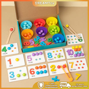 DREAMToy Bead Wood Assortment Mainan - Montessori Sensory Color Assortment Mainan Anak-Anak