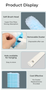 SG SELLER Bendable Washable Electrostatic Duster Disposable Absorbent Fiber Duster Household Cleaning Adsorption Duster