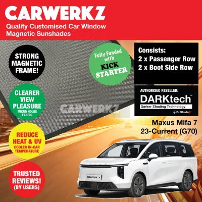 CERTIFIED ORIGINAL Dr Shadez DARKtech Maxus Mifa 7 2023-Current 1st Generation (G70) Customised China Large Luxury MPV Window Magnetic Sunshades