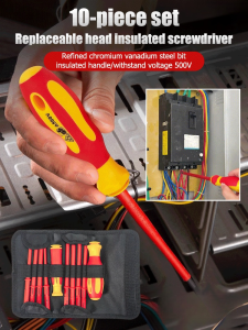 Household screwdriver set with head combination ulated antielectricity repair bag