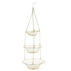 STVML Nordic Hanging Fruit Basket Foldable Three-Layer Wire Vegetables Storage Rack Creative Large Capacity Snacks Storage Basket Desk Decoration