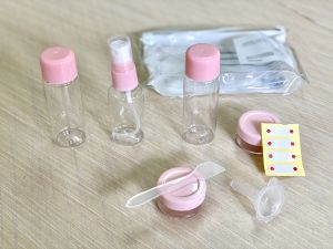 BỘ TÚI CHIẾT MỸ PHẨM 7 MÓN combo bình chứa đựng mỹ phẩm du lịch bình xịt phun sương chai đựng mỹ phẩm chứa xà phòng KUMORI STORE
