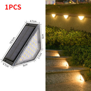 24LED Solar Step Stairs Light Triangle Outdoor Waterproof Warm White Deck Lights for Patio Yard Driveway Porch Front Door Sidewalk Fence Yard  Pathway Decoration Lamp
