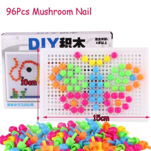 PETIBABE DIY Early Educational Creative Mosaic Picture  Puzzle Toy Peg Board Mushroom Nail Kit