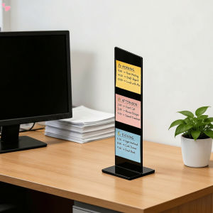 WH Monitor Memo BoardDetachable Acrylic Sticky Note Holder - Transparent Desktop Monitor Memo Board Stand for Computer Laptop Portable Message Panel Reminder Office Desk Accessories