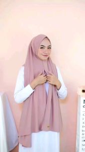 Pashmina instan new normal jersey terbaru lubang telinga masker earphone / kerudung pastan jersey / jilbab pashmina instan