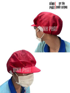 [MỚI] Nón Vải Phối Lưới Trùm Tóc Chống Tĩnh Điện Đỏ Công Nhân Nhà Máy | Hình Thật Hàng Sẵn Số Lượng Nhiều