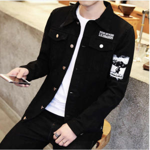 ÁO KHOÁC JEANS NAM THƯƠNG HIỆU CAO CẤP VIET FASHION VF AK ĐEN IN THÊU V2