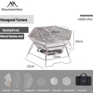 Mountainhiker  charcoal grill smokeless grill 304 stainless steel charcoal grill large stainless steel portable camping folding grill