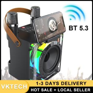 ไมโครโฟนคาราโอเกะบลูทูธพร้อมลำโพงในตัวคู่ไมโครโฟนไร้สายสำหรับงานร้องเพลงและความบันเทิง