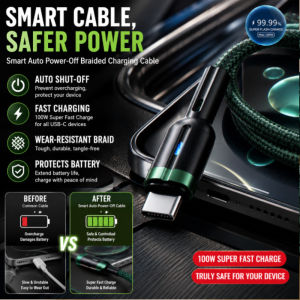 Braided Data Cable Smart Charging Cable Fast Charging Nylon USB Cable Auto Cut Off Protection Charging Cord